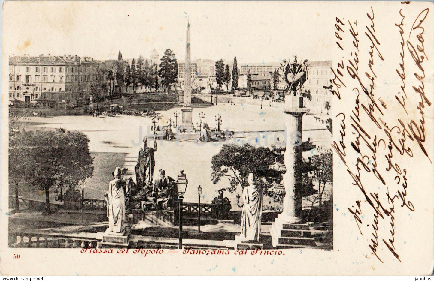 Roma - Rome - Piazza del Popolo - Panorama dal Pincio - 59 - old postcard - 1899 - Italy - used - JH Postcards