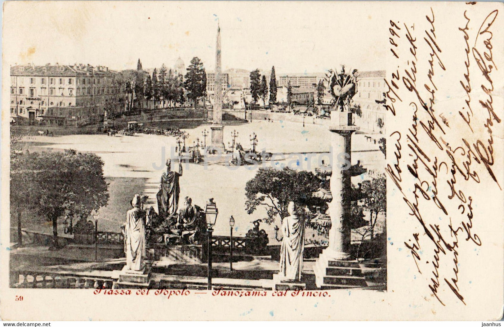 Roma - Rome - Piazza del Popolo - Panorama dal Pincio - 59 - old postcard - 1899 - Italy - used - JH Postcards