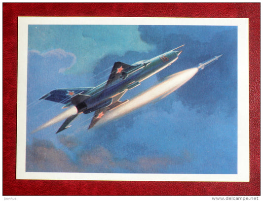 soviet supersonic fighter - airplane - 1979 - Russia USSR - unused - JH Postcards