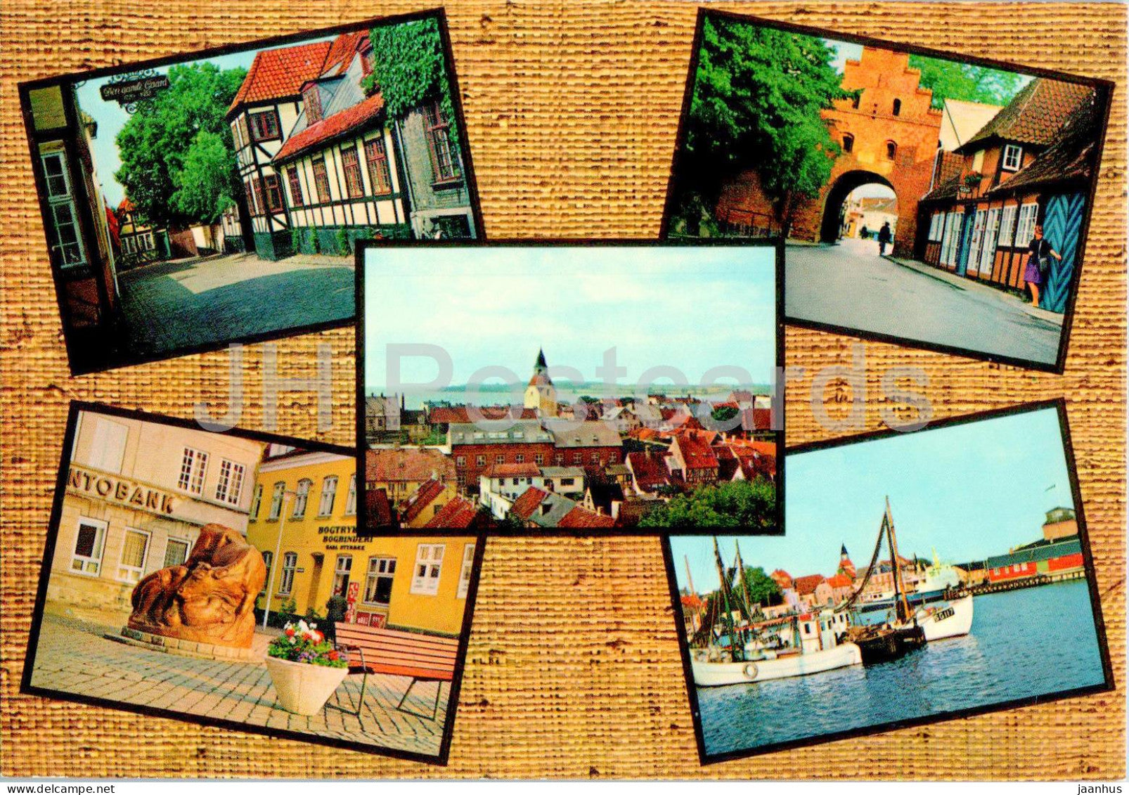 Faaborg - boat - street view - port - multiview - 6570-8 - Denmark - unused - JH Postcards