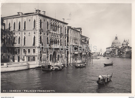 Venezia - Venice - Palazzo Franchetti - palace - gondola - 40 - old postcard - 1950 - Italy - used - JH Postcards