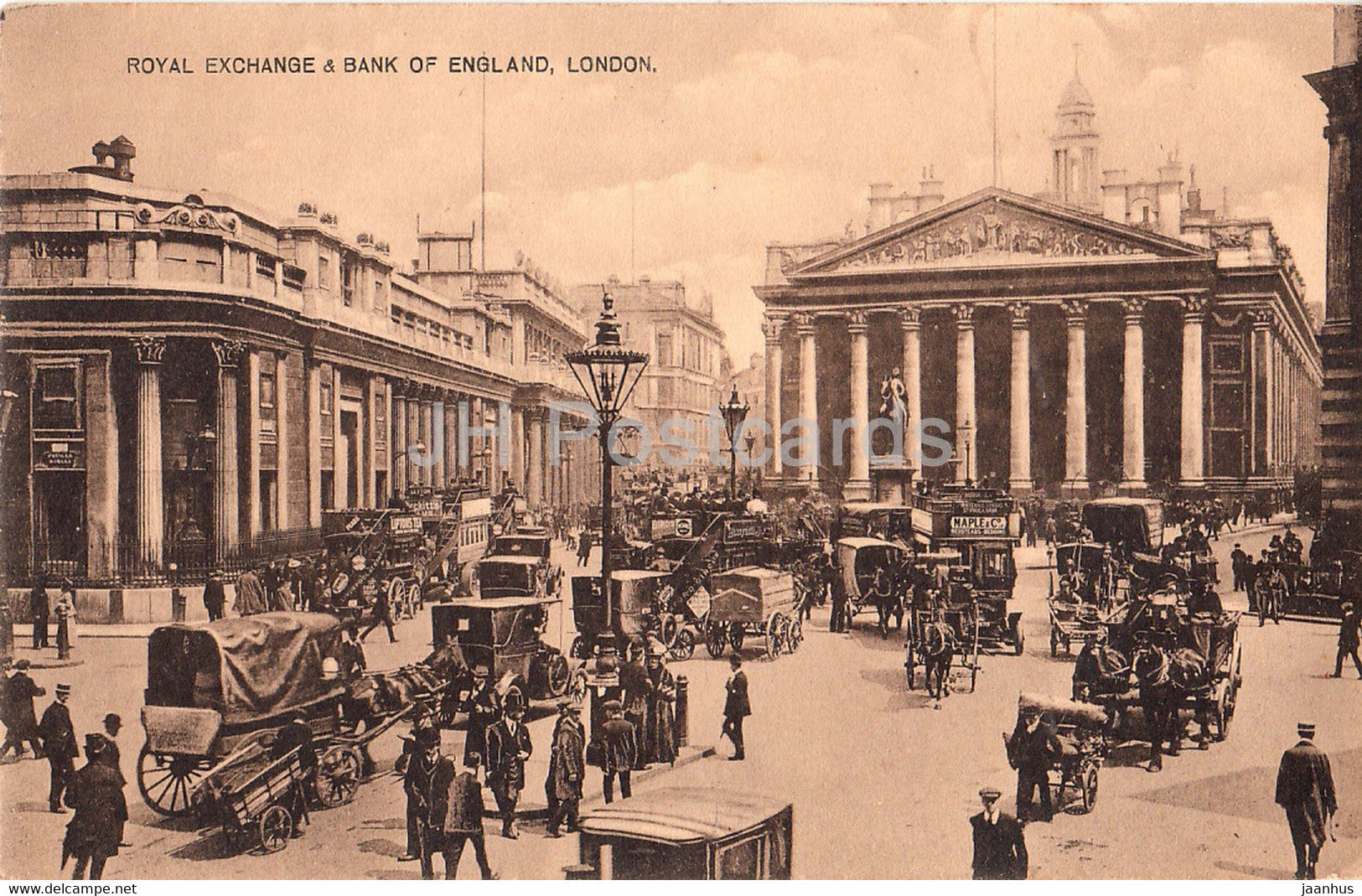 London - Bank of England & Royal Exchange - cars - 1219 - old postcard - England - United Kingdom - unused - JH Postcards