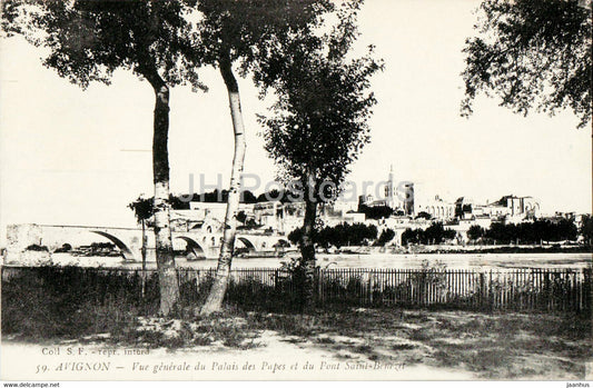 Avignon - Vue Generale du Palais des Papes et du Pont Saint Benezet - 59 - old postcard - France - unused - JH Postcards