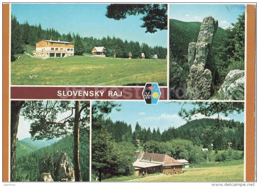 Slovensky Raj - Cingov - garden - Rock formations Needle - Pulpit - Czechoslovakia - Slovakia - used 1993 - JH Postcards