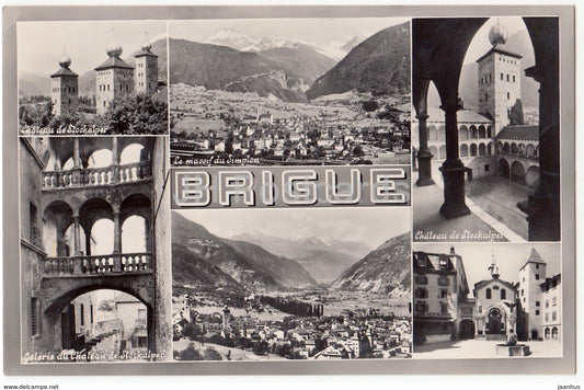 Brigue - Brig - Stockalper - multiview - Switzerland - old postcard - unused - JH Postcards