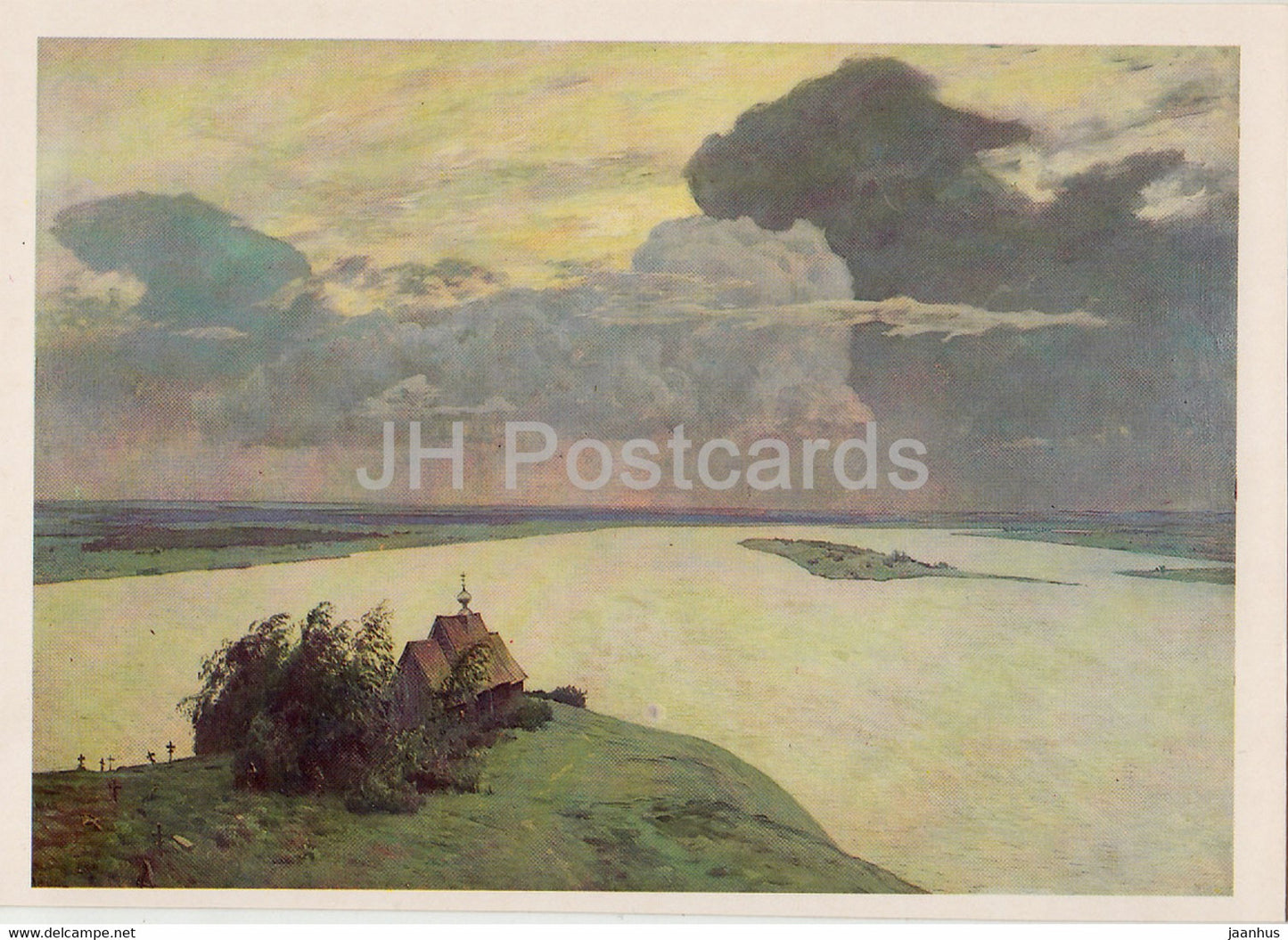 painting by I. Levitan - Over Eternal Peace - Russian art - 1985 - Russia USSR - used - JH Postcards