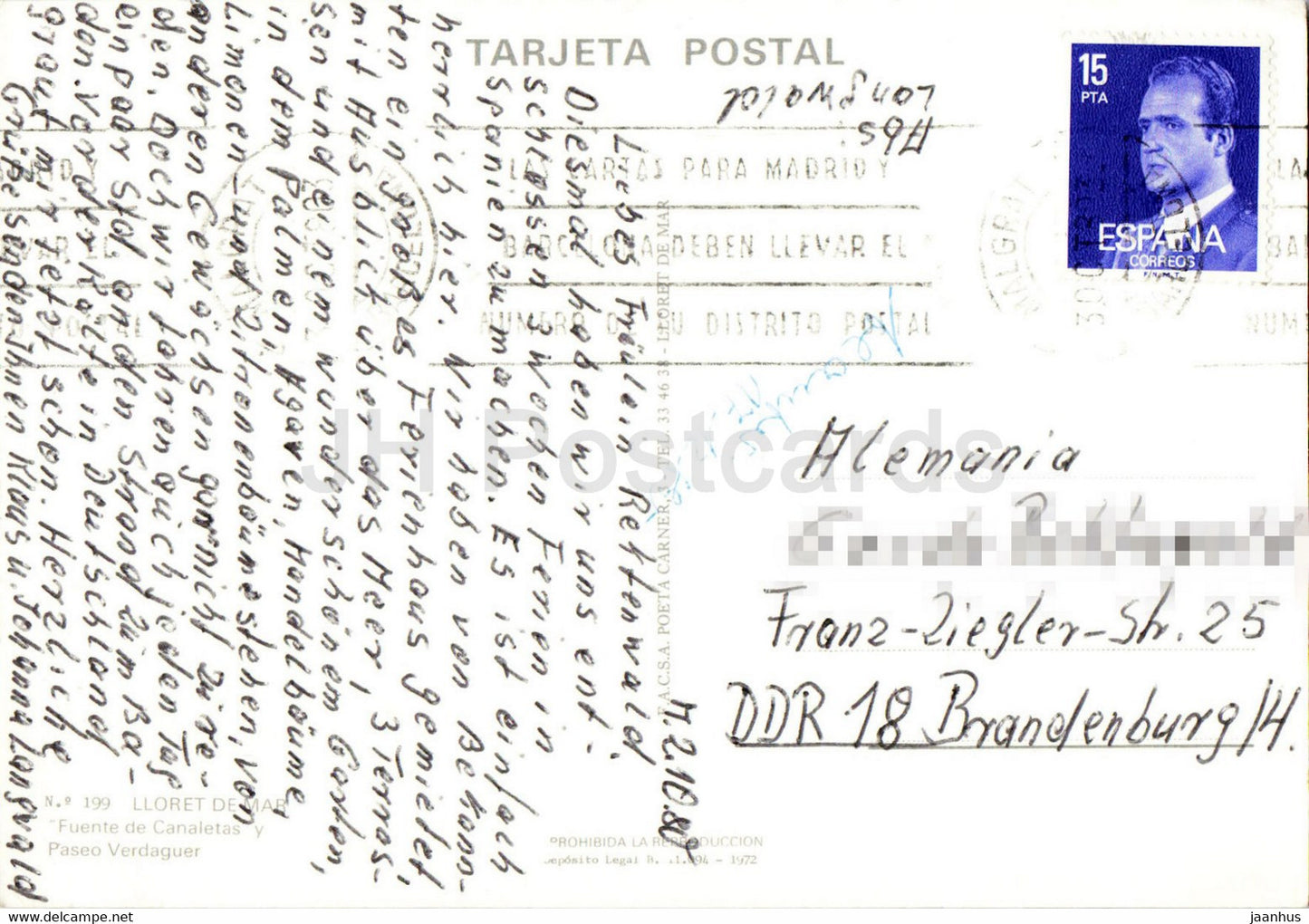 Lloret de Mar - Fuente de Canaletas y Paseo Verdaguer - 199 - 1980 - Espagne - occasion