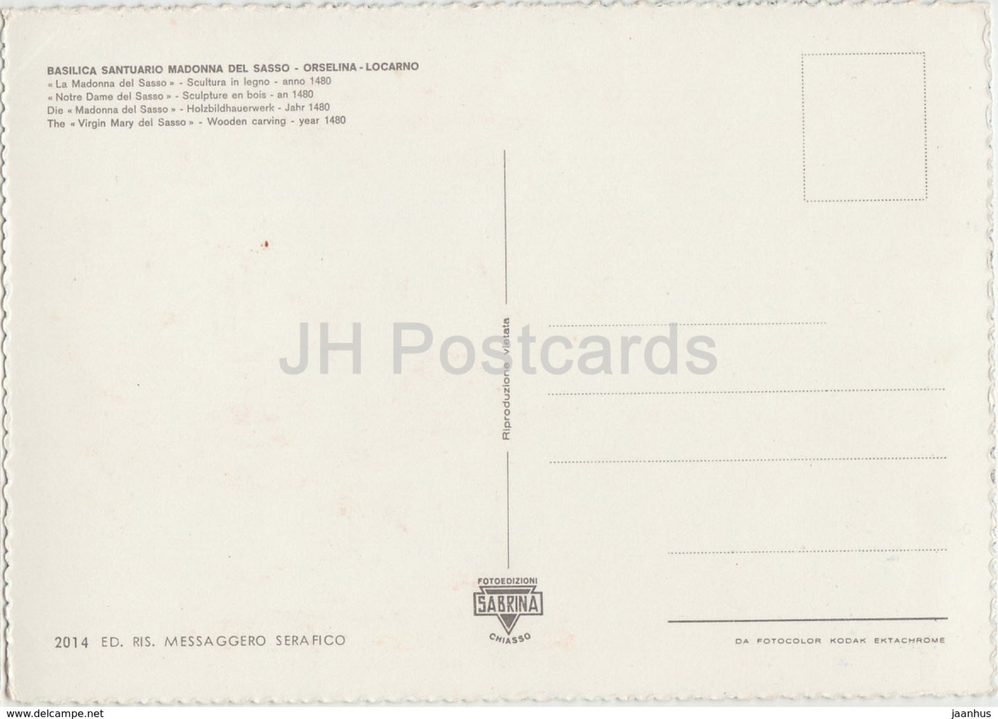 Basilica Santuario Madona del Sasso - Orselina - Locarno - Switzerland - unused