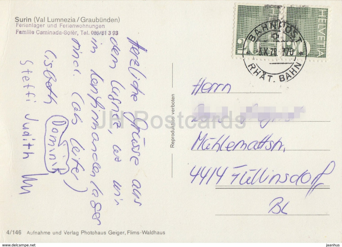 Surin - Val Lumnezia - 1978 - Switzerland - used