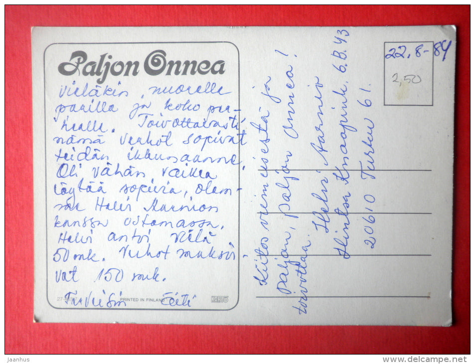 illustration - rainbow - Finland - circulated in Finland 1984 - JH Postcards