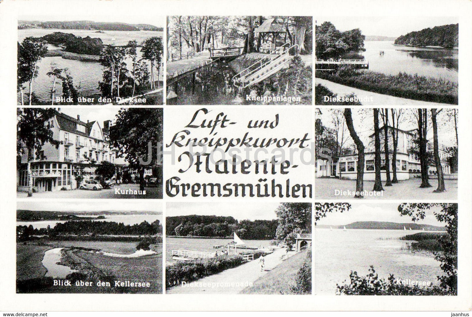Luft und Kneippkurort Malente Gremsmuhlen - Kurhaus - Diekseehotel - hotel - old postcard - Germany - unused - JH Postcards
