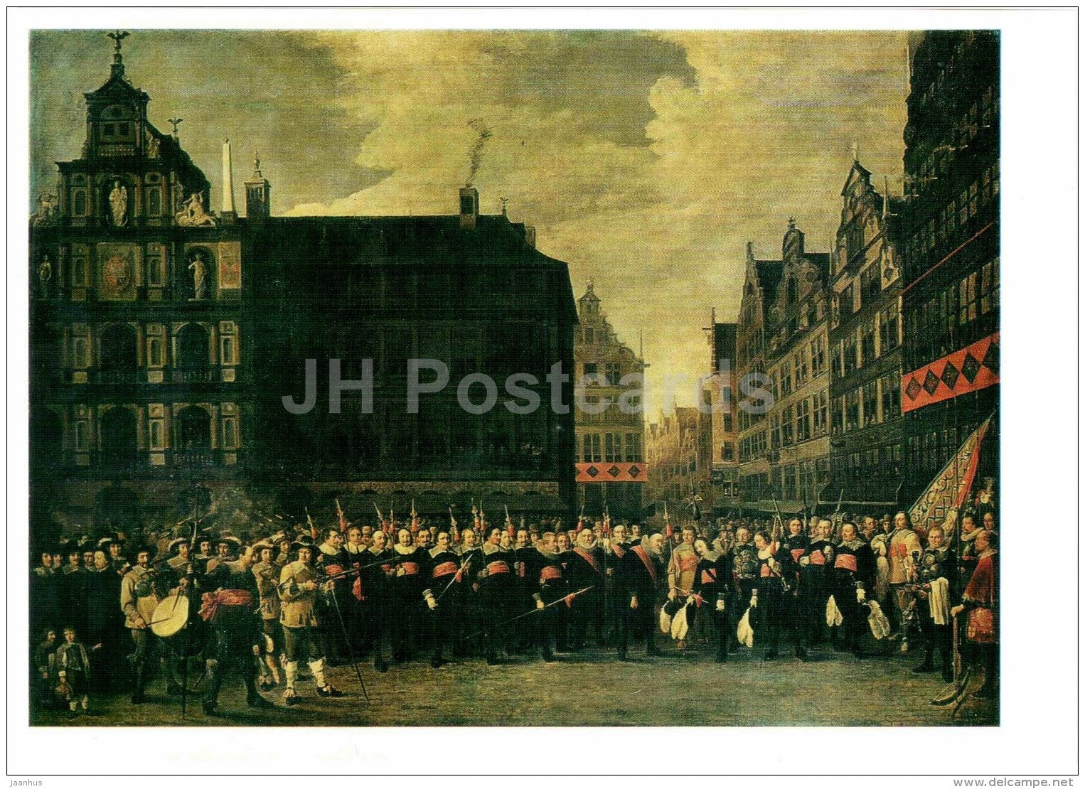 painting by David Teniers the Younger - Group portrait of the Members of the Antwerp Magistrate - Flemish art - unused - JH Postcards