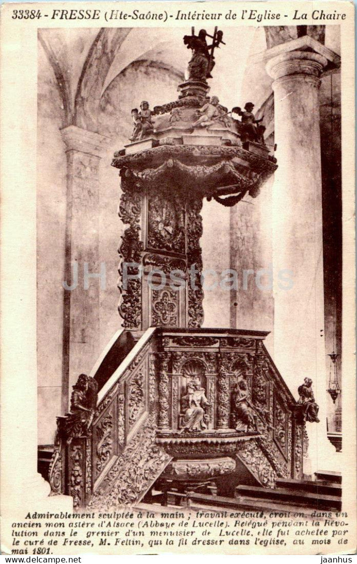 Fresse - Interieur de l'Eglise - La Chaire - church - 33384 - old postcard - France - used - JH Postcards