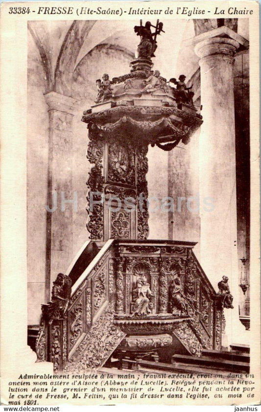 Fresse - Interieur de l'Eglise - La Chaire - church - 33384 - old postcard - France - used - JH Postcards