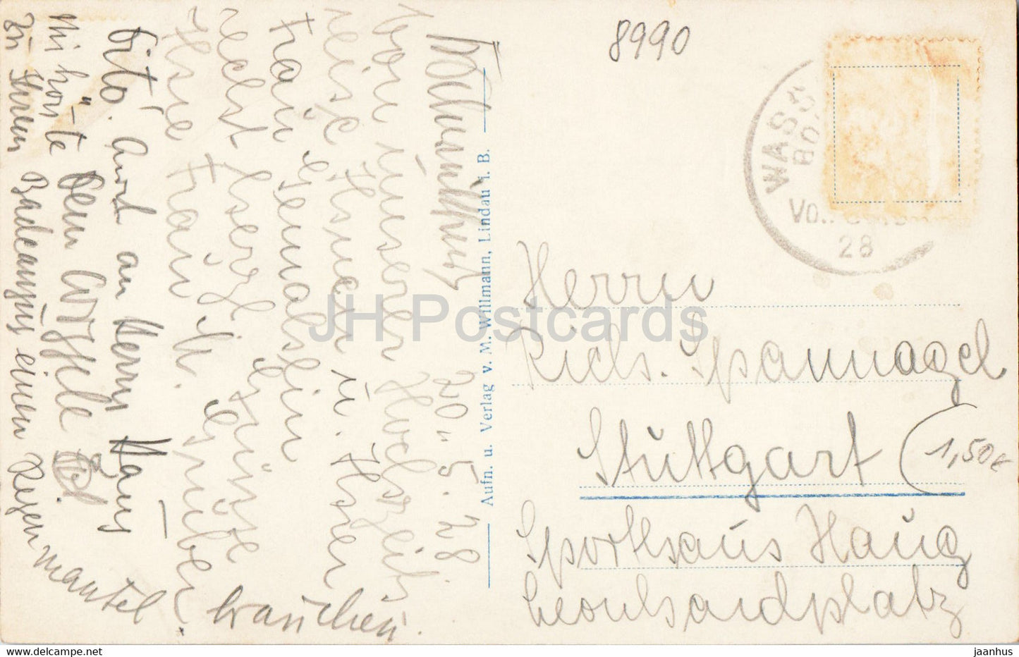 Lindau - Hafenausfahrt - Scesaplana - Drei Schwestern - Leuchtturm - alte Postkarte - 1928 - Deutschland - gebraucht