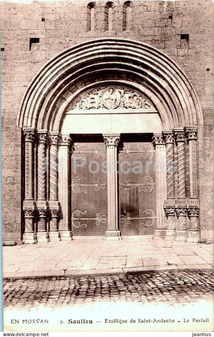 En Morvan - Saulieu - Basilique de Saint Andoche - Le Portail - cathedral - old postcard - France - unused - JH Postcards