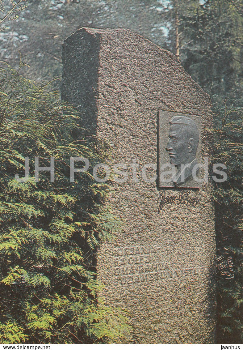 Elva - Estonian Poet Jaan Karner grave monument in the cemetery - 1989 - Estonia USSR - unused - JH Postcards