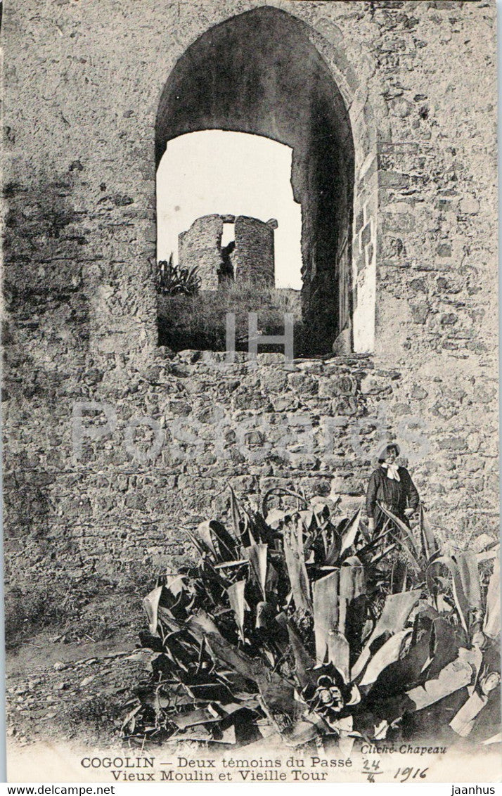 Cogolin - Deux temoins du Passe Vieux Moulin et Vieille Tour - old postcard - 1916 - France - unused - JH Postcards