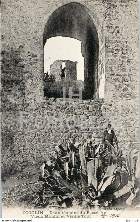 Cogolin - Deux temoins du Passe Vieux Moulin et Vieille Tour - old postcard - 1916 - France - unused - JH Postcards