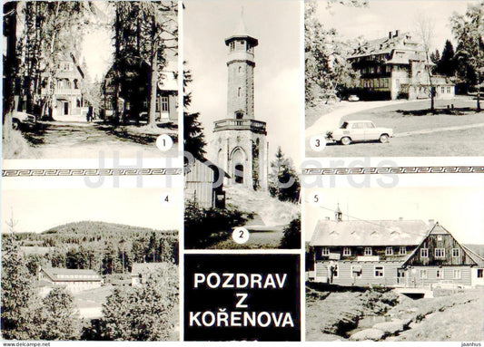 Pozdrav z Korenova - Korenov -Lesni chata - forest cottage multiview - Czech Repubic - Czechoslovakia - unused - JH Postcards