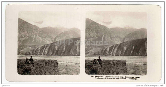 Route militaire Grousine - Tafelberge - Caucasus - Georgia - stereo photo - stereoscopique - old photo - JH Postcards