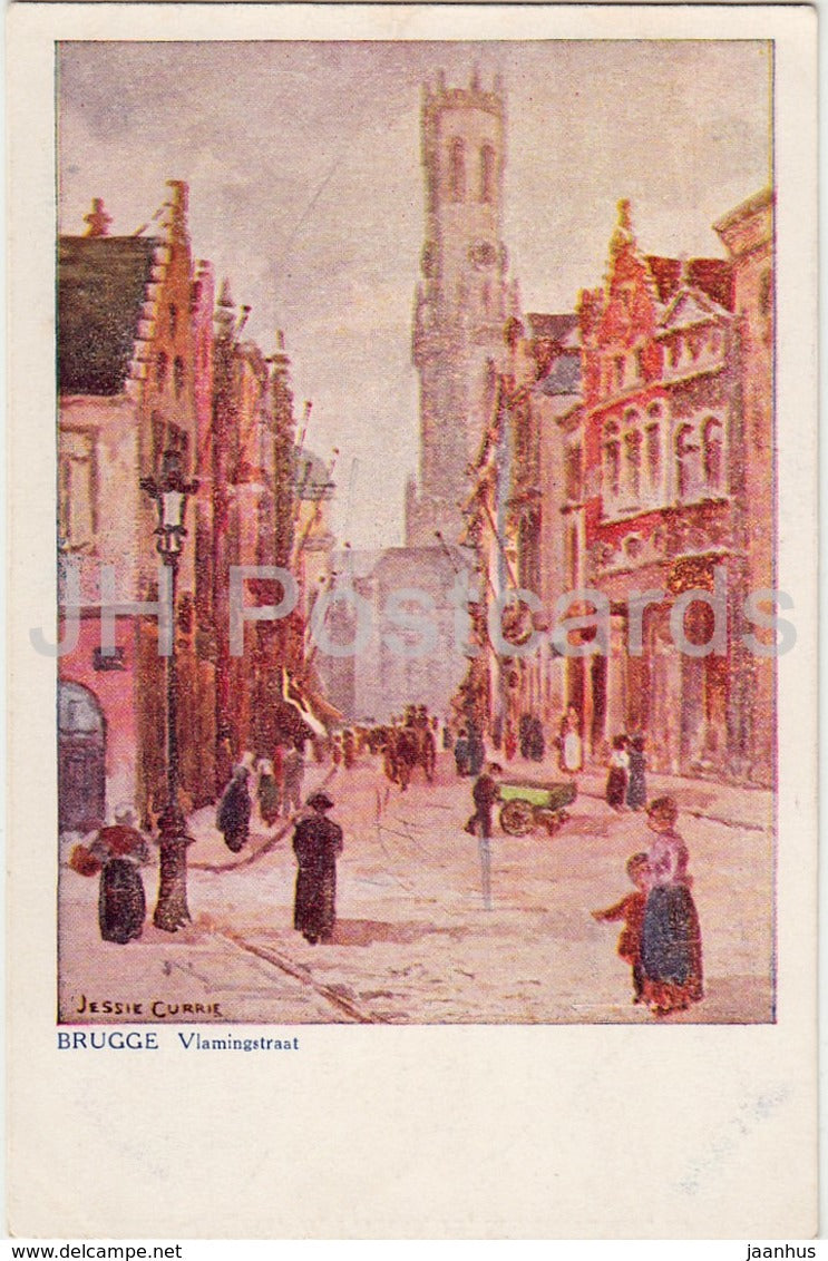 Brugge - Bruges - Vlamingstraat - Jessie Currie - illustration - old postcard - Belgium - used - JH Postcards
