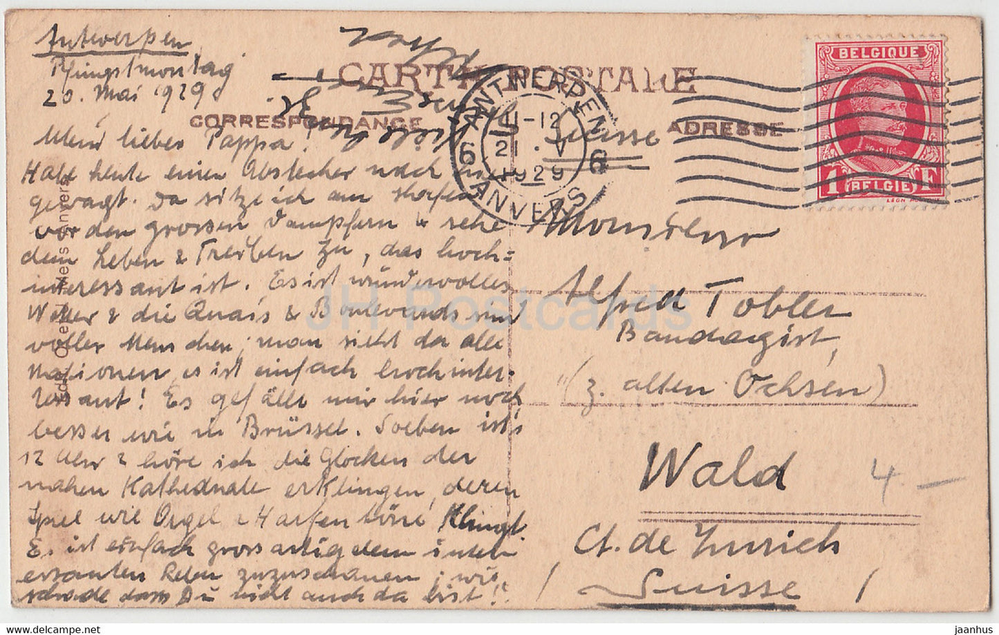 Anvers - Antwerpen - Zicht der haven in vogelvlucht - 27 - old postcard - 1929 - Belgium - used