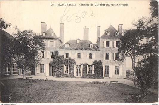 Marvejols - Chateau de Carrieres - castle - old postcard - 1934 - France - used - JH Postcards