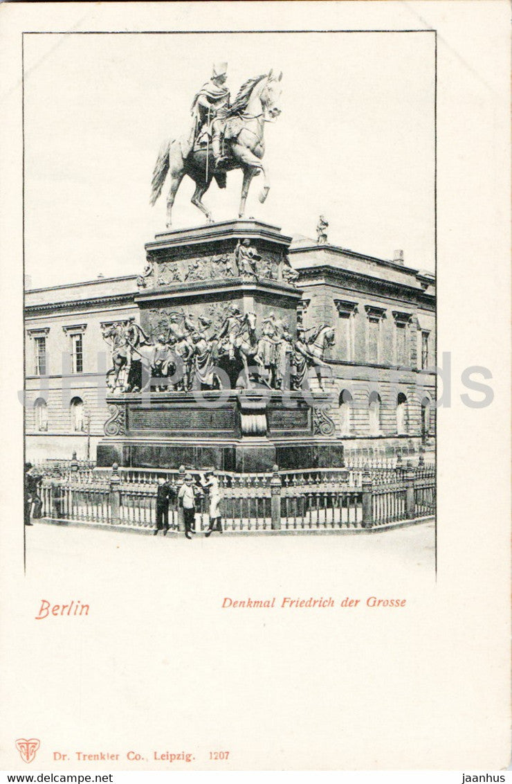 Berlin - Denkmal Friedrich der Grosse - horse - monument - 1207 - old postcard - Germany - unused - JH Postcards