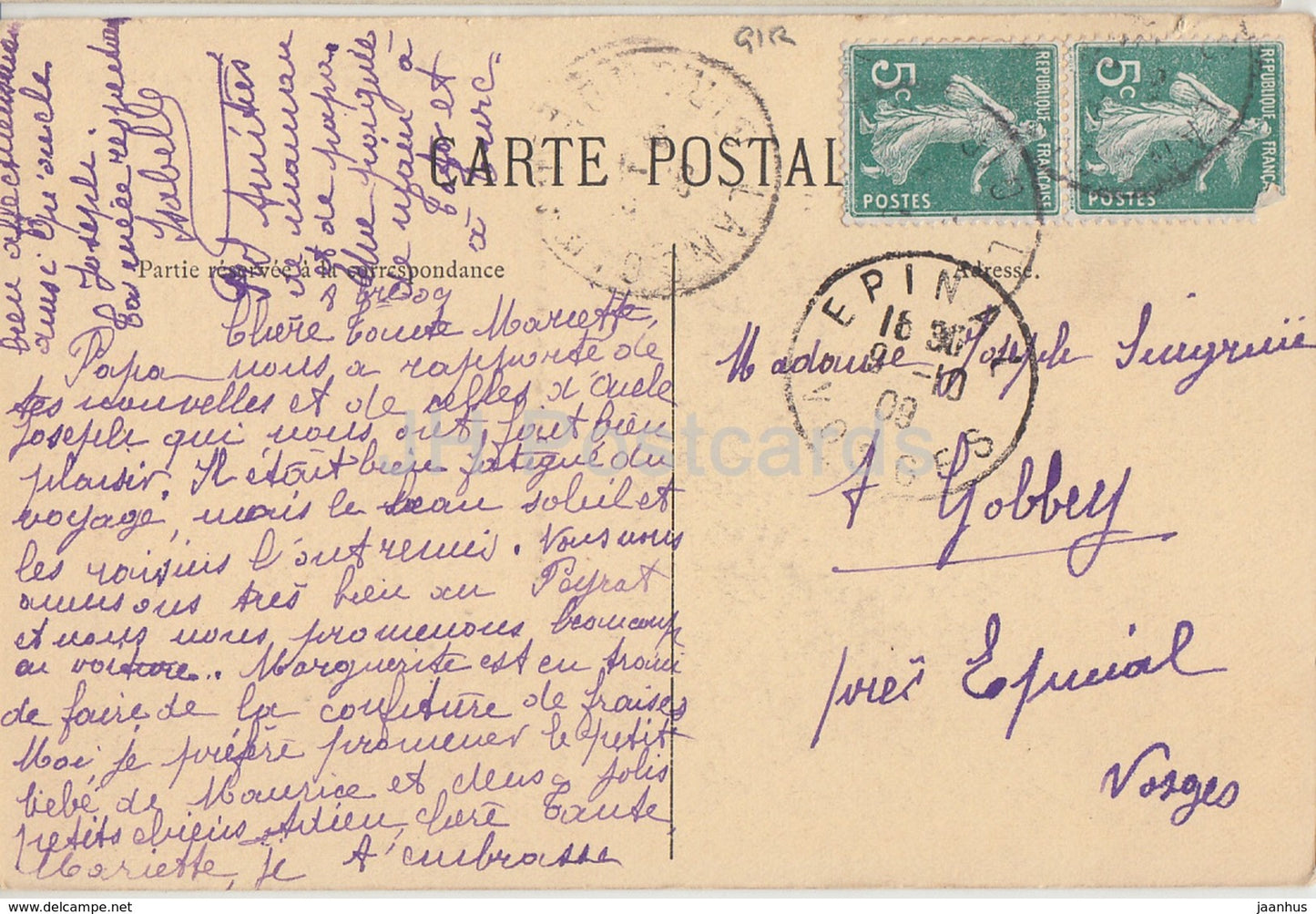 Chateau de Langoiran - castle - old postcard - 1909 - France - used