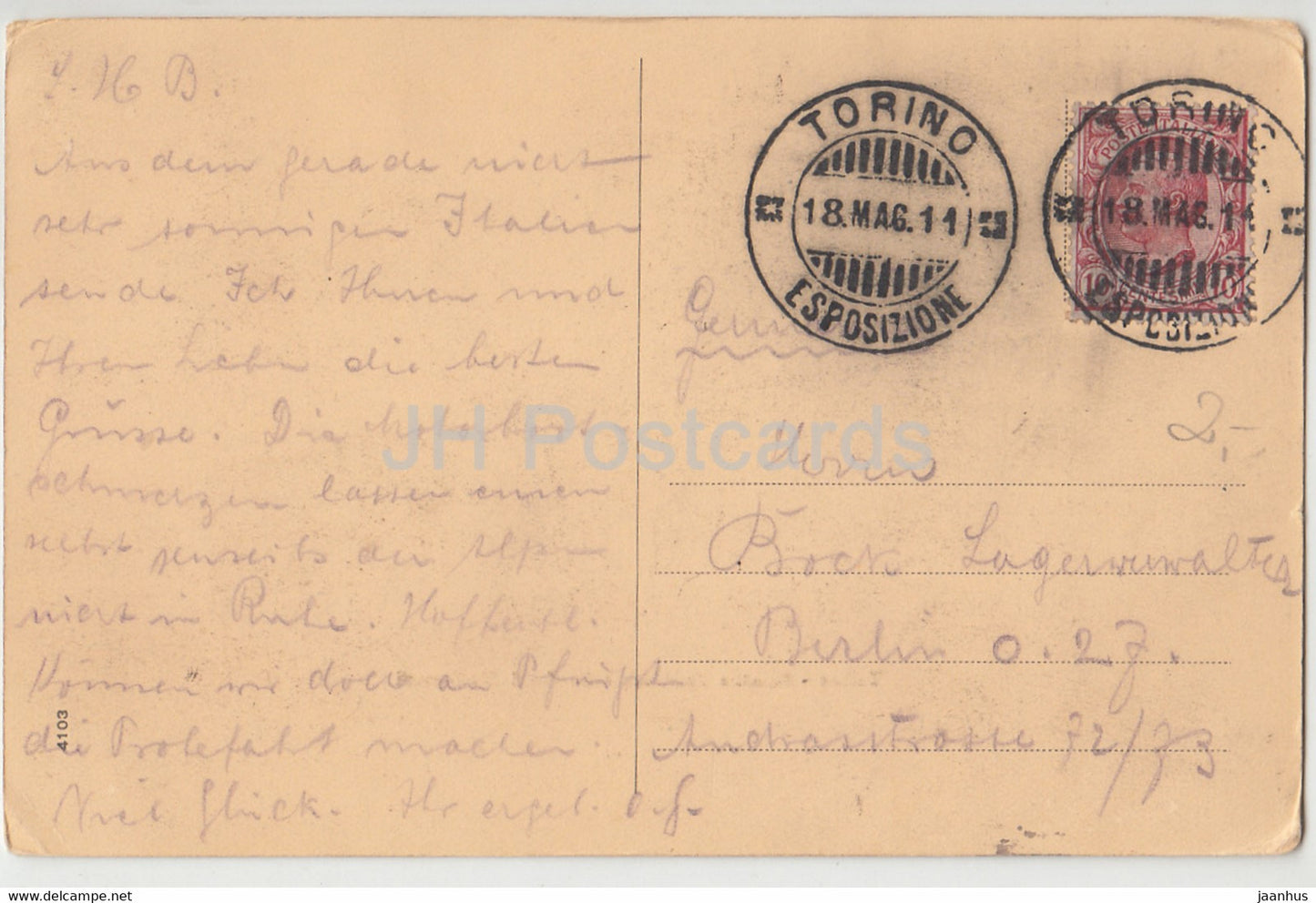 Torino - Palazzo Madama colle Torri Medioevali - palace - 4103 - old postcard - 1911 - Italy - used