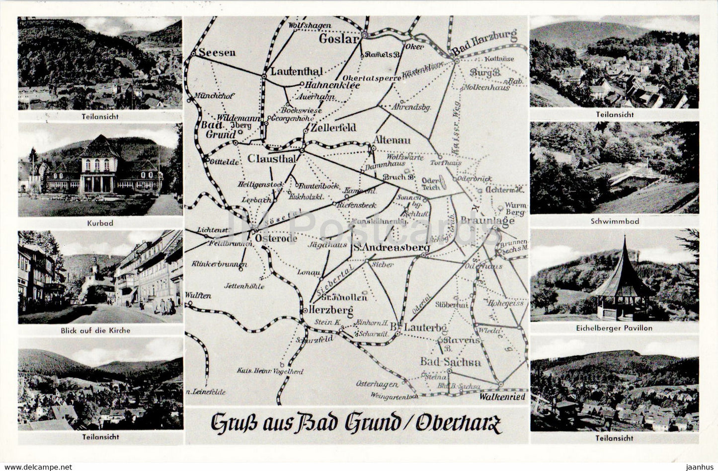 Gruss aus Bad Grund - Oberharz - Kurbad - Schwimmbad - old postcard - Germany - used - JH Postcards