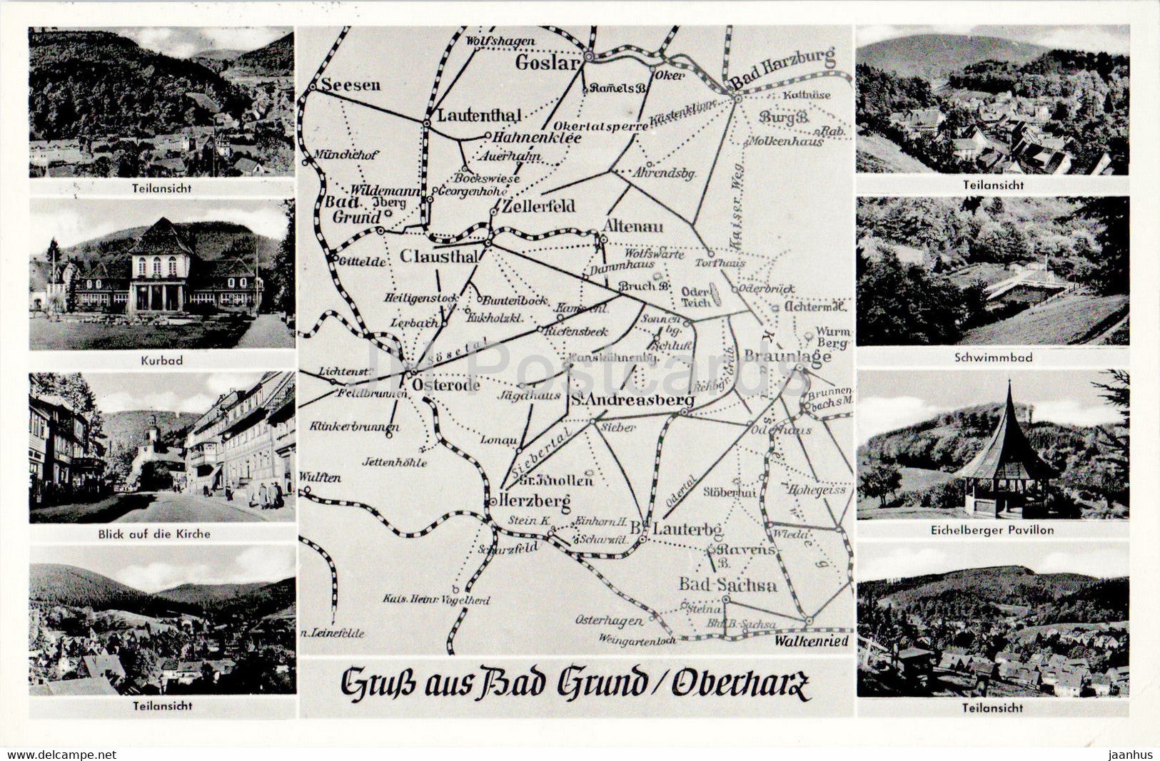 Gruss aus Bad Grund - Oberharz - Kurbad - Schwimmbad - old postcard - Germany - used - JH Postcards