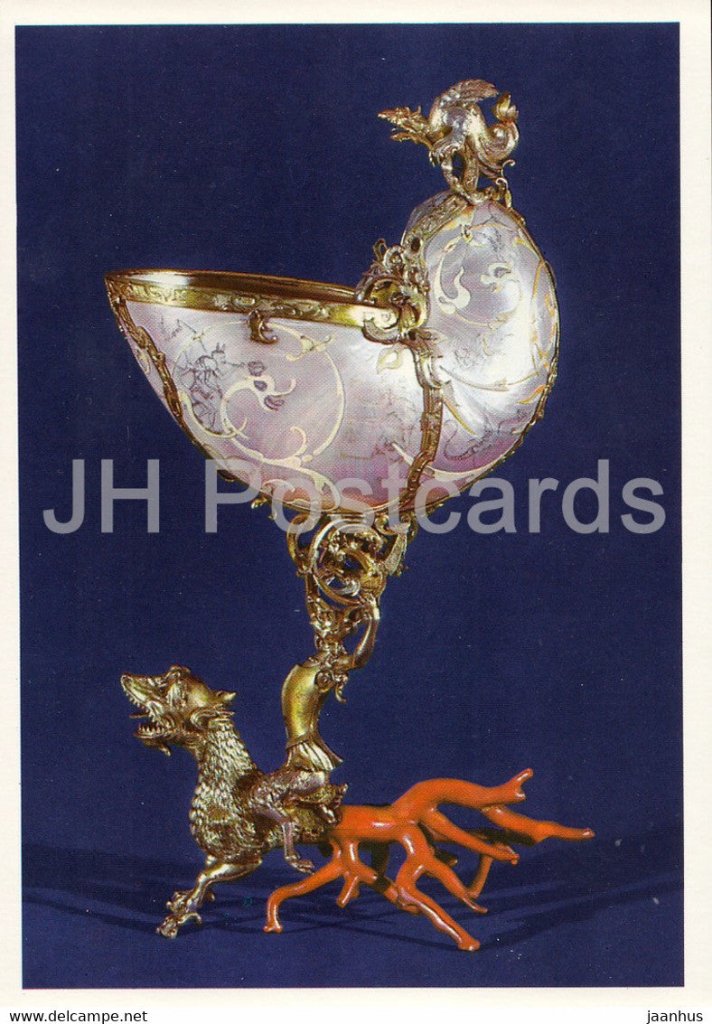 Nautiluspokal - Nautilus Goblet - shell - Grunes Gewolbe - DDR Germany - unused - JH Postcards