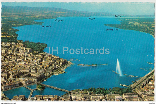 Geneva - Geneve - vue aerienne - panorama from the aeroplane - 3150 - Switzerland - old postcard - unused - JH Postcards