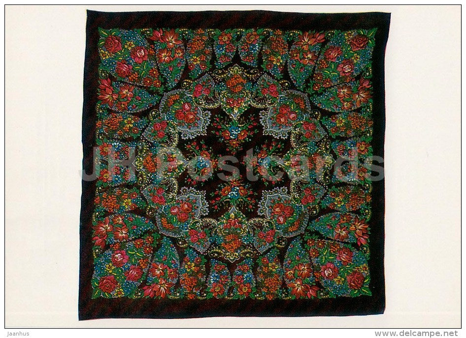 Kerchief , 1979 - Moscow Region - Russian Folk Art - 1984 - Russia USSR - unused - JH Postcards