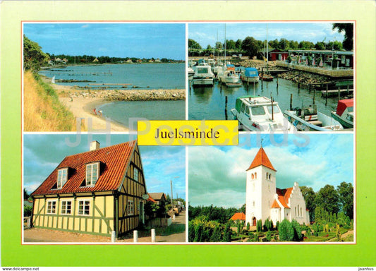 Juelsminde - boat - house - church - multiview - JU 4 - Denmark - used - JH Postcards