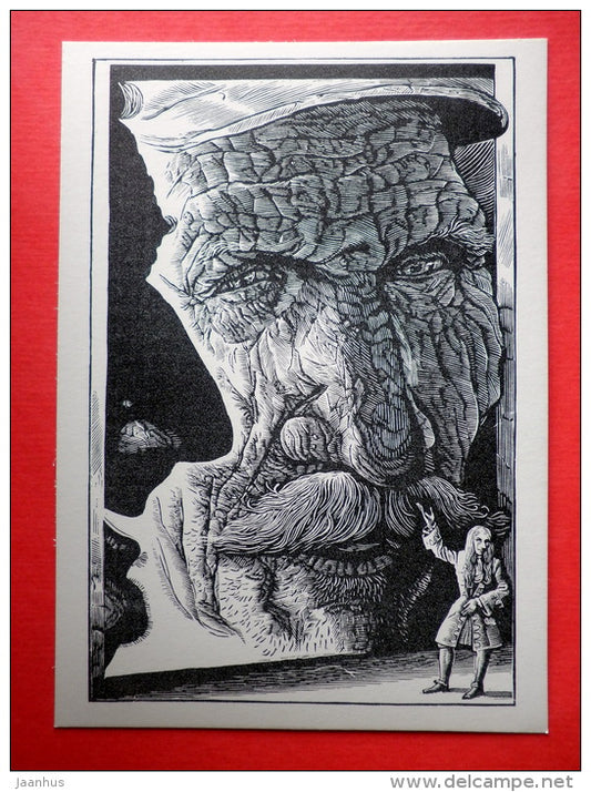 illustration by S. Harlamov - Old Farmer - Gulliver's Travels by D. Swift - 1978 - Russia USSR - unused - JH Postcards