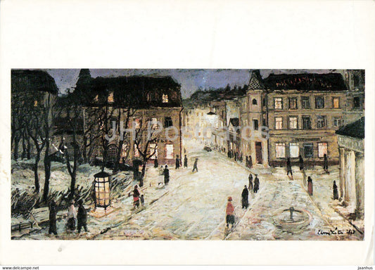 painting by Elmar Kits - Evening City - Estonian art - Estonia - unused - JH Postcards