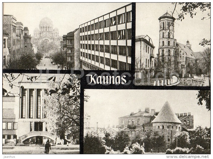 city views - Kaunas - old postcard - Lithuania USSR - unused - JH Postcards