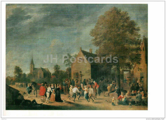 painting by David Teniers the Younger - Village Festival , 1648 - Flemish art - unused - JH Postcards