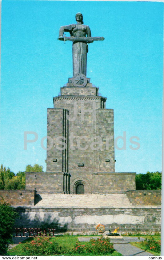 Yerevan - monument to the Motherland of Armenia - 1981 - Armenia USSR - unused - JH Postcards