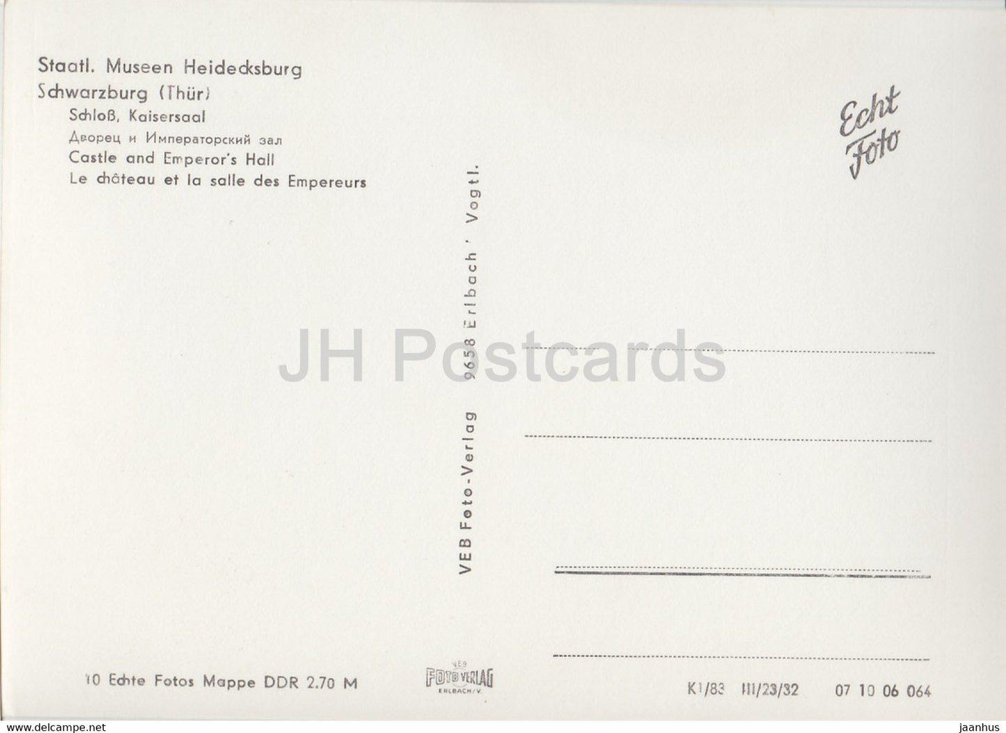 Schwarzburg - Schloss - Kaisersaal - castle - Staatl. Museen Heidecksburg - DDR Germany - unused