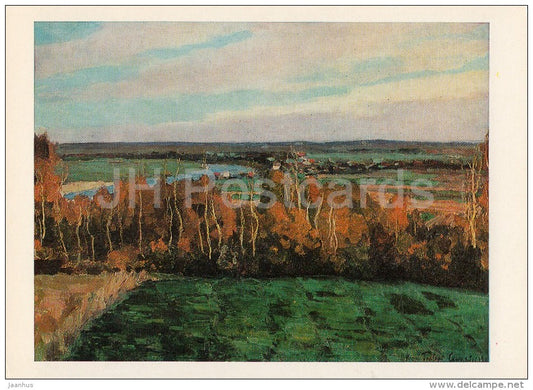 painting by I. Grabar - Moscow river Valley . Spring Days , 1922 - Russian art - 1982 - Russia USSR - unused - JH Postcards