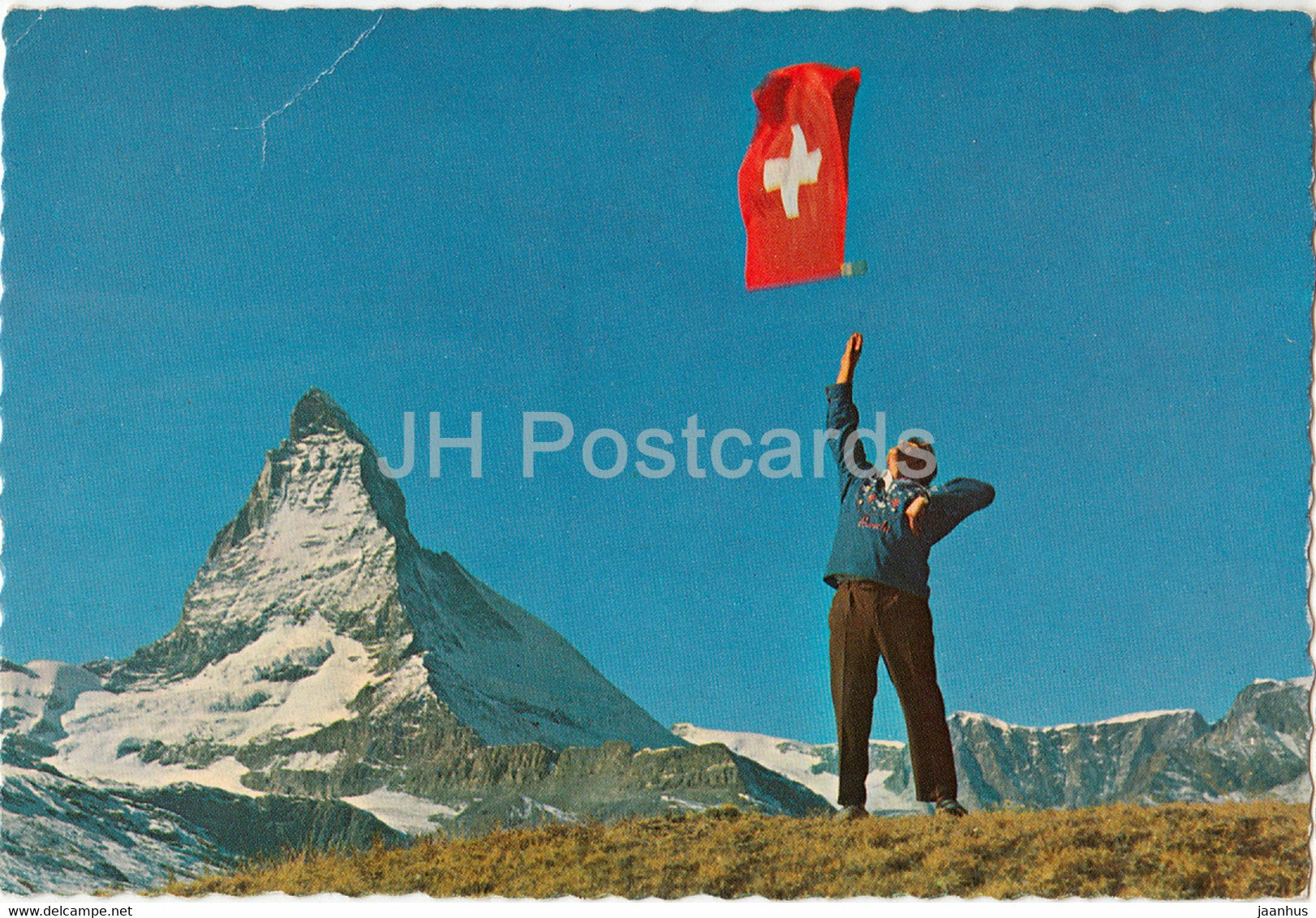 Zermatt - Matterhorn - flag - 743 - Switzerland - unused - JH Postcards