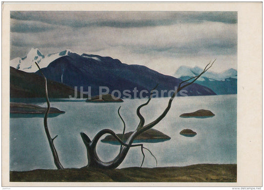 painting  by Rockwell Kent - Admiralty Straits . Terra del Fuego - American art - 1969 - Russia USSR - unused - JH Postcards