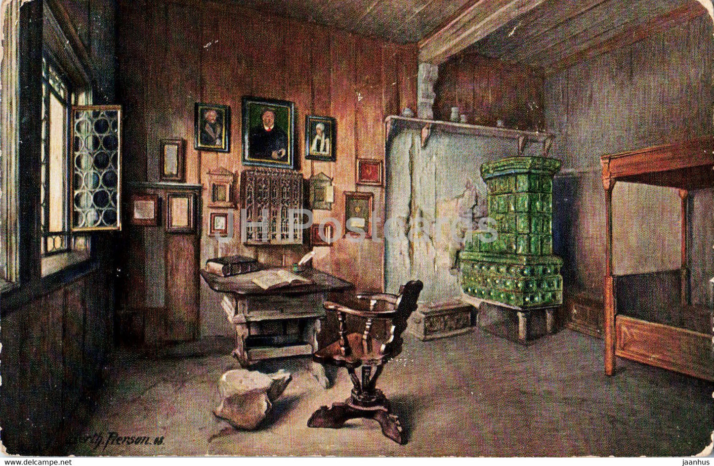 Wartburg - Luther Stube - illustration by Berthold Pierson - old postcard - 1910 - Germany - used - JH Postcards