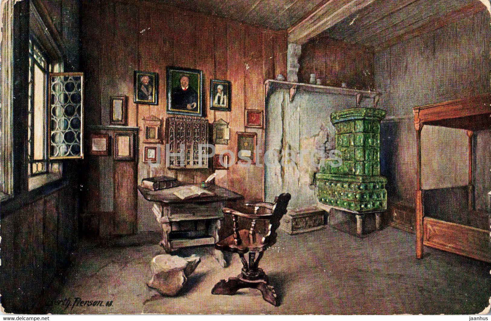 Wartburg - Luther Stube - illustration by Berthold Pierson - old postcard - 1910 - Germany - used - JH Postcards