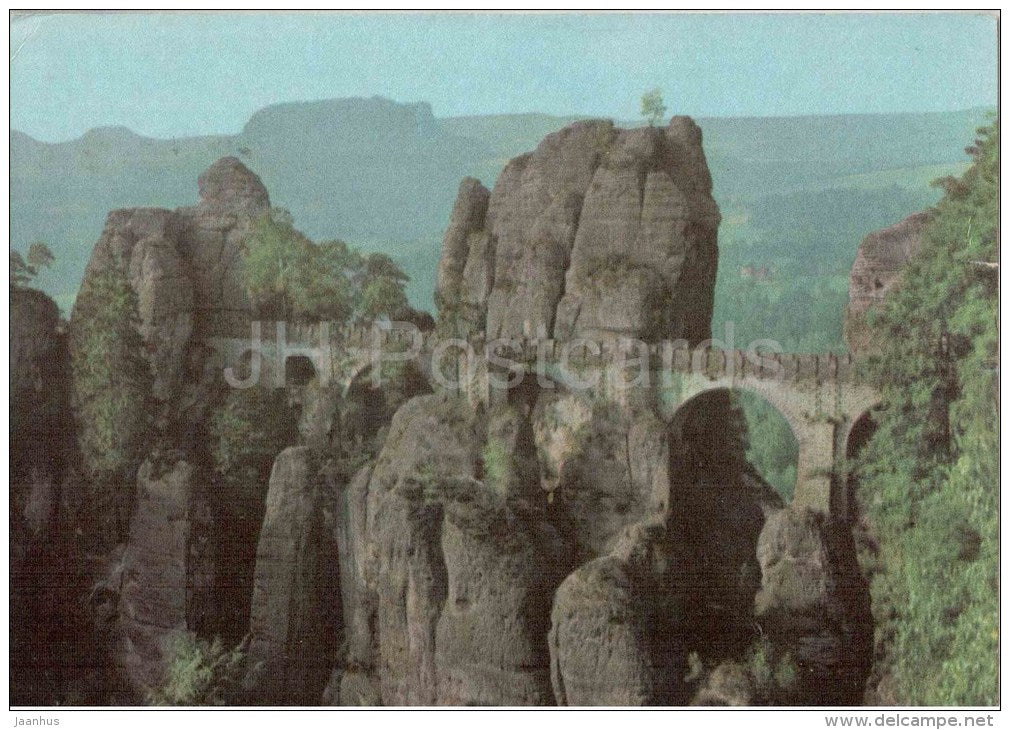 Sächs. Schweiz - Bastei Brücke - bridge - Germany - gelaufen - JH Postcards