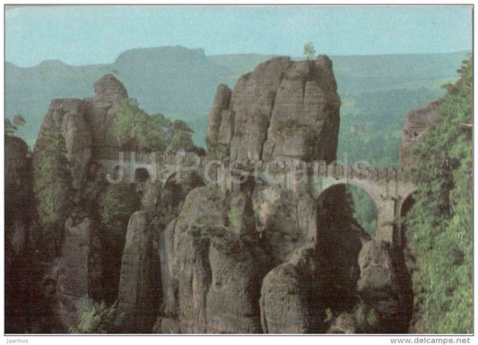 Sächs. Schweiz - Bastei Brücke - bridge - Germany - gelaufen - JH Postcards